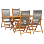 Set de comedor de jardín 5 pzas madera acacia y ratán PE gris | Foro24.es | Tu tienda online para hogar, jardín y más Foro24.es