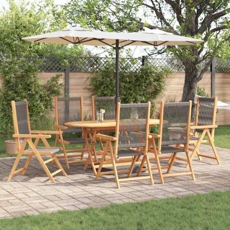 Set de comedor de jardín 7 pzas madera acacia y ratán PE gris | Foro24.es | Tu tienda online para hogar, jardín y más Foro24.es