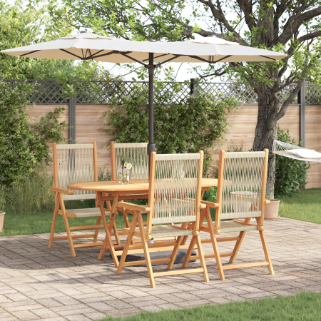 Set de comedor de jardín 5 pzas madera acacia y ratán PE beige de , Mesas de jardín - Ref: Foro24-3375740, Precio: 446,09 €, ...
