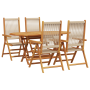 Set de comedor de jardín 5 pzas madera acacia y ratán PE beige de , Mesas de jardín - Ref: Foro24-3375740, Precio: 446,09 €, ...