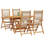 Set de comedor de jardín 5 pzas madera acacia y ratán PE beige de , Mesas de jardín - Ref: Foro24-3375740, Precio: 446,09 €, ...