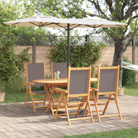 Juego de Comedor de Jardín de 5 Piezas de Acacia de Madera Sólida Anthracite