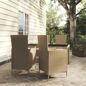 5-piece garden dining set and beige synthetic rattan cushions by vidaXL, Garden sets - Ref: Foro24-3094903, Price: 405,36 €, ...