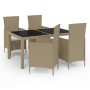 5-piece garden dining set and beige synthetic rattan cushions by vidaXL, Garden sets - Ref: Foro24-3094903, Price: 411,06 €, ...