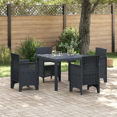 Set de Comedor de Jardín de 5 Piezas con Cojines Antracita