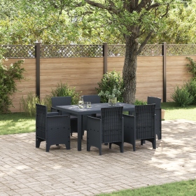 Conjunto de Comedor de Jardín de 7 Piezas con Cojines de Poliratán Grises de , Mesas de jardín - Ref: Foro24-3378555, Precio:...