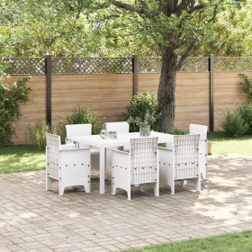 Conjunto de Comedor de Jardín de 7 Piezas con Cojines Blanco