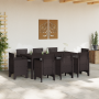 Juego de Comedor de Jardín de 9 Piezas con Cojines Marrón Ratán Sintético | Foro24.es | Tu tienda online para hogar, jardín y más Foro24.es