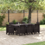 Set de Comedor de Jardín de 9 Piezas con Cojines Marrón Poliratán | Foro24.es | Tu tienda online para hogar, jardín y más Foro24.es