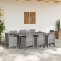 Juego de comedor de jardín de 9 piezas con cojines Gris claro Poliratán de , Mesas de jardín - Ref: Foro24-3378590, Precio: 4...