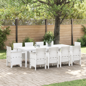 Juego de Comedor de Jardín de 11 Piezas Blanco Poliratán