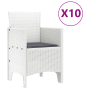 Conjunto de Comedor de Jardín de 11 Piezas con Cojines Blanco Poliratán | Foro24.es | Tu tienda online para hogar, jardín y más Foro24.es