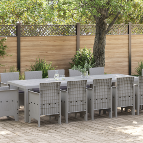 Conjunto de Comedor de Jardín de 13 Piezas con Cojines Gris Claro Poliratán de , Mesas de jardín - Ref: Foro24-3378630, Preci...