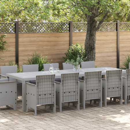 Conjunto de Comedor de Jardín de 13 Piezas con Cojines Gris Claro Poliratán de , Mesas de jardín - Ref: Foro24-3378630, Preci...