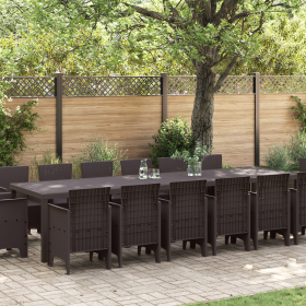Juego de Comedor de Jardín de 15 piezas Ratán Marrón de , Mesas de jardín - Ref: Foro24-3378637, Precio: 823,31 €