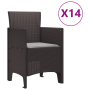 Juego de Comedor de 15 Piezas con Cojines Marrón en Poliratán de , Mesas de jardín - Ref: Foro24-3378639, Precio: 863,81 €, D...