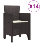 Conjunto de Comedor de Jardín de 15 Piezas con Cojines Marrón Poliratán de , Mesas de jardín - Ref: Foro24-3378641, Precio: 8...