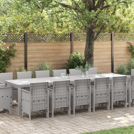 Conjunto de Comedor de Jardín VidaXL de 15 Piezas con Cojines Gris Claro Poliratán | Foro24.es | Tu tienda online para hogar, jardín y más Foro24.es