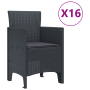 Conjunto de Comedor de Jardín de 17 Piezas con Cojines Antracita Poliratán de , Mesas de jardín - Ref: Foro24-3378655, Precio...