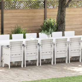 Juego de Comedor de Jardín  de 17 Piezas con Cojines de Poliratán Blanco
