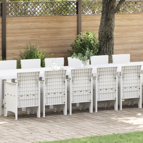 Set de Comedor de Jardín  de 17 piezas con Cojines de Ratán Poliéster Blanco