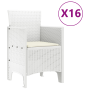 Set de Comedor de Jardín  de 17 piezas con Cojines de Ratán Poliéster Blanco | Foro24.es | Tu tienda online para hogar, jardín y más Foro24.es