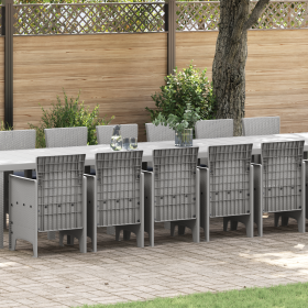 Juego de Comedor de Jardín  de 17 Piezas con Cojines Gris Claro de Ratán