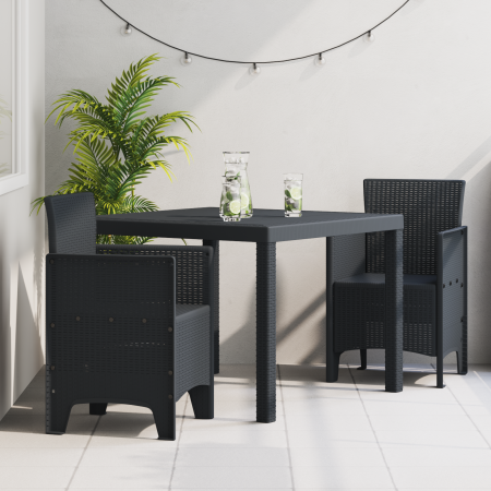 Conjunto de Comedor Jardín de 3 Piezas Anthracite de Polirratán | Foro24.es | Tu tienda online para hogar, jardín y más Foro24.es