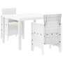 Juego de Comedor de Jardín de 3 Piezas con Cojines Blanco Poliratán de , Mesas de jardín - Ref: Foro24-3378686, Precio: 162,8...