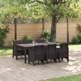 Conjunto de Comedor de Jardín de 7 Piezas Marrón de Ratán Sintético