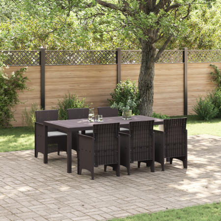 Juego de Comedor de Jardín de 7 Piezas con Cojines Marrón Poly Rattan | Foro24.es | Tu tienda online para hogar, jardín y más Foro24.es