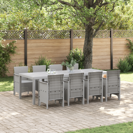 Conjunto de Comedor de Jardín de 9 Piezas de Poliratán Gris | Foro24.es | Tu tienda online para hogar, jardín y más Foro24.es