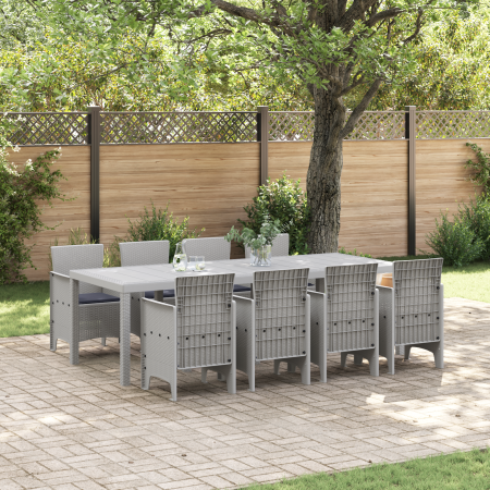 Juego de Comedor de Jardín de 9 Piezas con Cojines Blanco de Plástico | Foro24.es | Tu tienda online para hogar, jardín y más Foro24.es