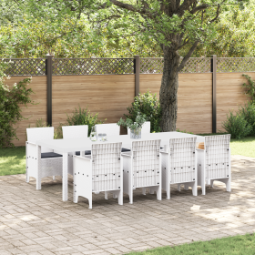 Conjunto de Comedor de Jardín de 9 Piezas con Cojines Color Gris Claro de Ratán Sintético de , Mesas de jardín - Ref: Foro24-...