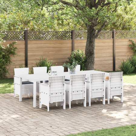 Conjunto de Comedor de Jardín de 9 Piezas con Cojines Color Gris Claro de Ratán Sintético | Foro24.es | Tu tienda online para hogar, jardín y más Foro24.es