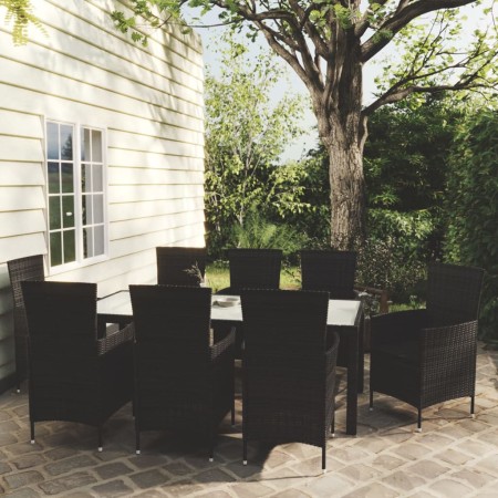 Garden dining set with 9 pieces and black synthetic rattan cushions. by vidaXL, Garden sets - Ref: Foro24-3094870, Price: 758...