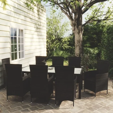 Garden dining set with 9 pieces and black synthetic rattan cushions. by vidaXL, Garden sets - Ref: Foro24-3094870, Price: 724...