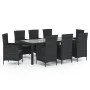 Garden dining set with 9 pieces and black synthetic rattan cushions. by vidaXL, Garden sets - Ref: Foro24-3094870, Price: 724...