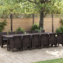 Juego de Comedor de Jardín de 13 Piezas con Cojines Marrón de Ratán Poliéster de , Mesas de jardín - Ref: Foro24-3378780, Pre...