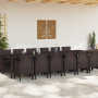 Juego de Comedor de Jardín de 13 Piezas con Cojines Marrón de Ratán Poliéster de , Mesas de jardín - Ref: Foro24-3378780, Pre...