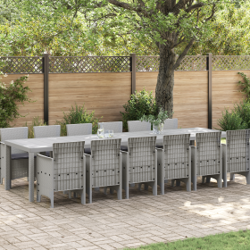 Juego de Comedor de Jardín de 13 piezas con Cojines Rattan Gris Claro de , Mesas de jardín - Ref: Foro24-3378790, Precio: 804...
