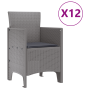 Juego de Comedor de Jardín de 13 piezas con Cojines Rattan Gris Claro de , Mesas de jardín - Ref: Foro24-3378790, Precio: 804...