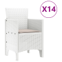 Juego de Comedor de Jardín de 15 Piezas con Cojines Ratan Blanco de , Mesas de jardín - Ref: Foro24-3378803, Precio: 891,39 €