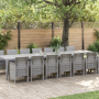 Juego de Comedor de Jardín de 15 Piezas con Cojines Gris Claro