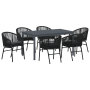 Conjunto de Comedor de Jardín de 7 piezas con Cojines Negro