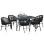 Conjunto de Comedor de Jardín de 7 piezas con Cojines Negro