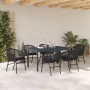 Conjunto de Comedor de Jardín de 7 piezas con Cojines Negro