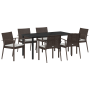 Set de comedor de jardín de 7 piezas con cojines marrón de poliratán de , Sillas de jardín - Ref: Foro24-3379062, Precio: 514...