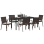 Set de comedor de jardín de 7 piezas con cojines marrón de poliratán de , Sillas de jardín - Ref: Foro24-3379062, Precio: 514...