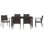 Set de comedor de jardín de 7 piezas con cojines marrón de poliratán de , Sillas de jardín - Ref: Foro24-3379062, Precio: 514...